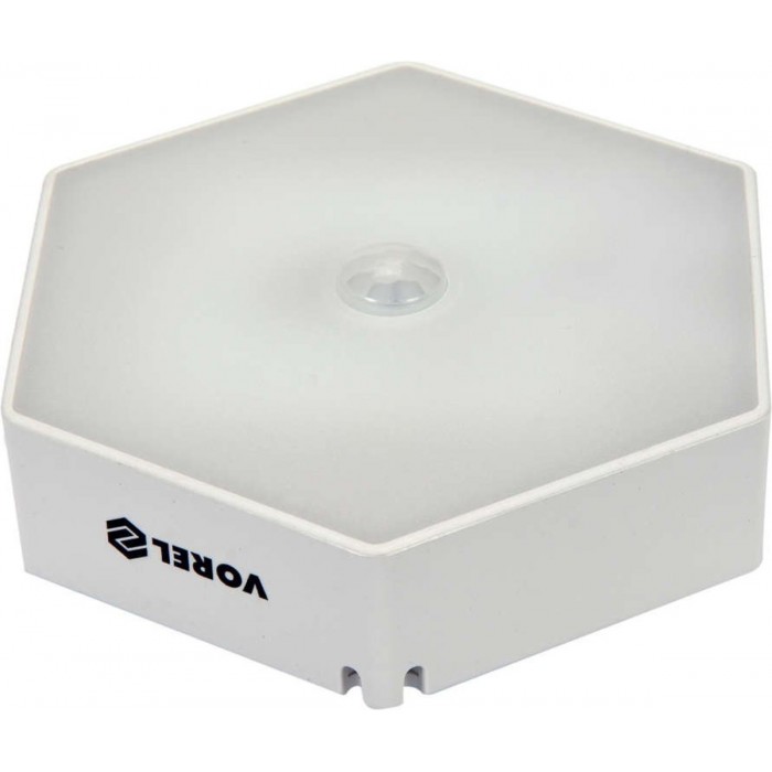 Лампа нічна з датчиком руху VOREL: акумул. Li-Pol 3,7 В, діодна, 1 Вт, 50 Lm, з магнітом [25/100]