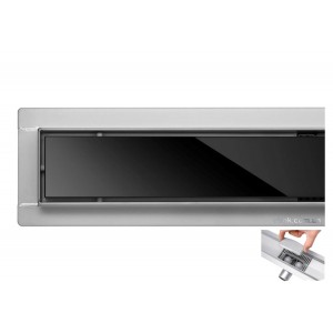 Трап підлоговий для душу з нержавіючої сталі "BLACK GLASS" FALA; 70х 7х 7 см [6]