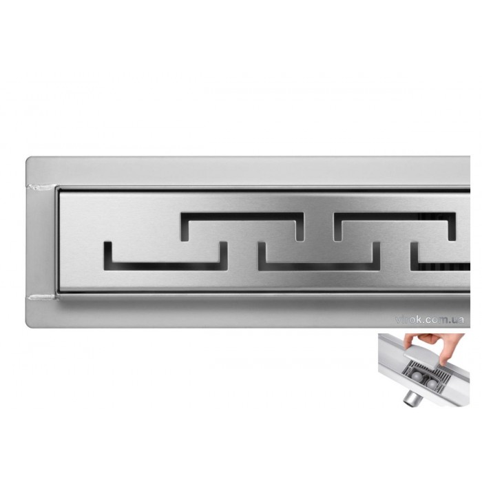 Трап підлоговий для душу з нержавіючої сталі "OLIMP" FALA; 80х 7х 7 см, сифон h= 52 мм [6/36]