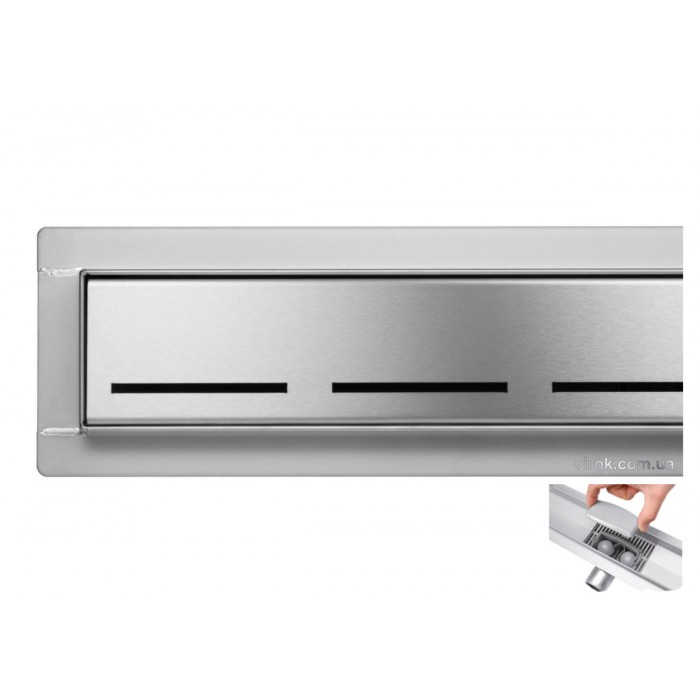 Трап підлоговий для душу з нержавіючої сталі "LINE" FALA; 70х 7х 7 см, сифон h= 52 мм [6/54]