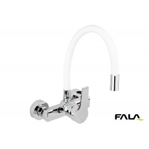 Змішувач води настінний "FLEXIBLE" FALA з гнучкою білою лійкою [10]