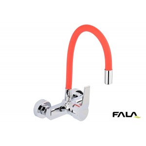 Змішувач води настінний "FLEXIBLE" FALA з гнучкою червоною лійкою [10]
