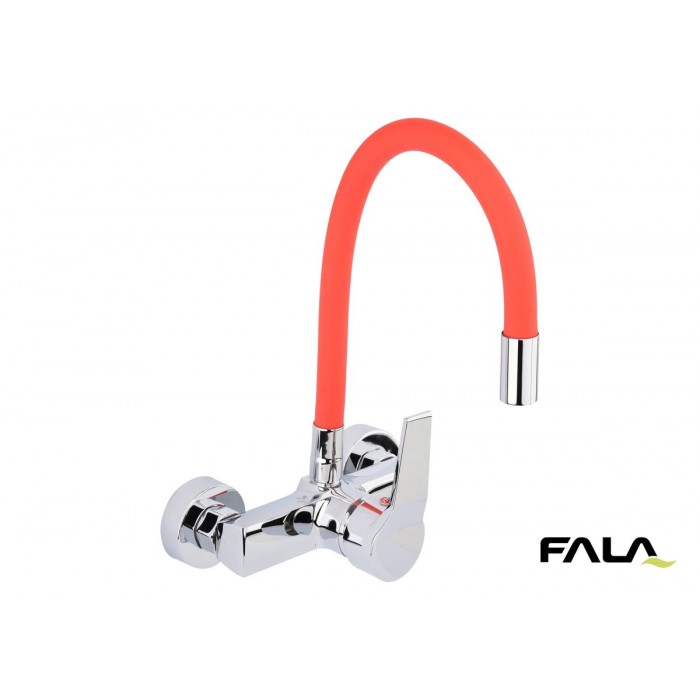 Змішувач води настінний "FLEXIBLE" FALA з гнучкою червоною лійкою [10]