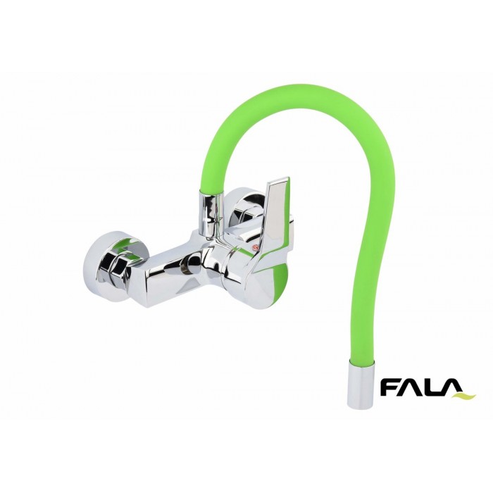 Змішувач води настінний "FLEXIBLE" FALA з гнучкою зеленою лійкою [10]