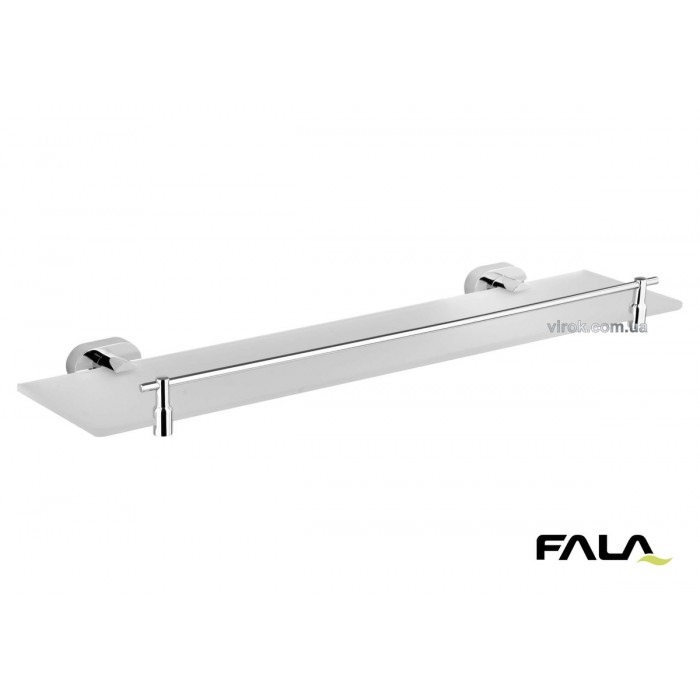 Полиця настінна скляна FALA, l= 52 см; металевий каркас, покритий хромом; кріплення дюб/шуруп (DW)