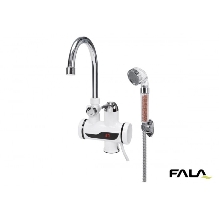 Нагрівач води з LCD-дисплеєм KALTA-3 FALA: 3кВт,до 60°С,тиск 0.1-0.6МПа,кабель-1.2 м + душовий компл