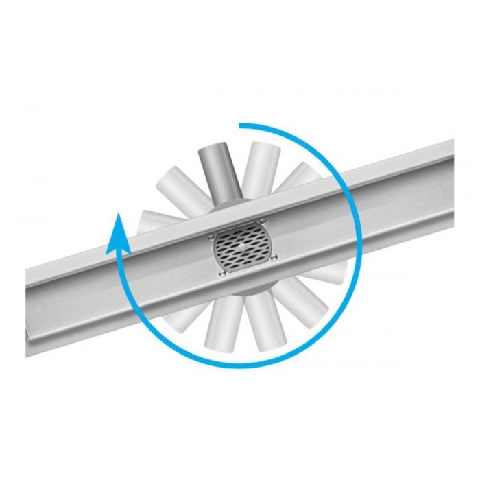 Трап підлоговий зливний з нержавіючої сталі "ROTARY" FALA; 50x 4х 5 см, обертовий сифон [5]