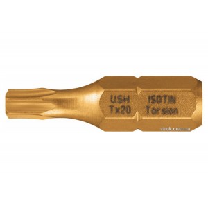 Насадка викруткова USH ISOTIN : TORX T40 x 25 мм. Torsion, титанове покриття. Уп. 10 шт.