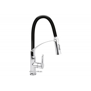 Змішувач води FALA "FLEXIBLE-2" для раковини з гнучкою чорною лійкою, регулюв. потоку води, l=60 см