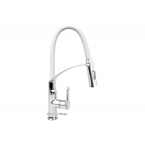 Змішувач води FALA "FLEXIBLE-2" для раковини з гнучкою білою лійкою, регулюв. потоку води, l= 60 см