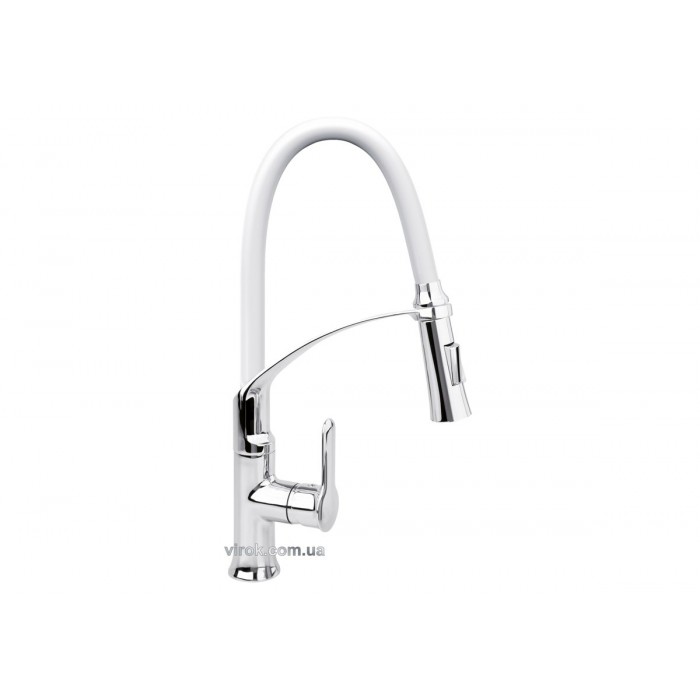 Змішувач води FALA "FLEXIBLE-2" для раковини з гнучкою білою лійкою, регулюв. потоку води, l= 60 см