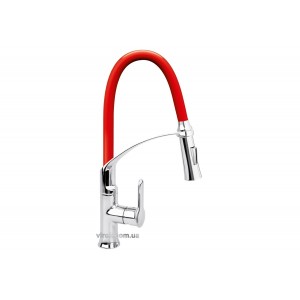 Змішувач води FALA "FLEXIBLE-2"для раковини з гнучкою червоною лійкою,регулюв.потоку води,l=60см(DW)