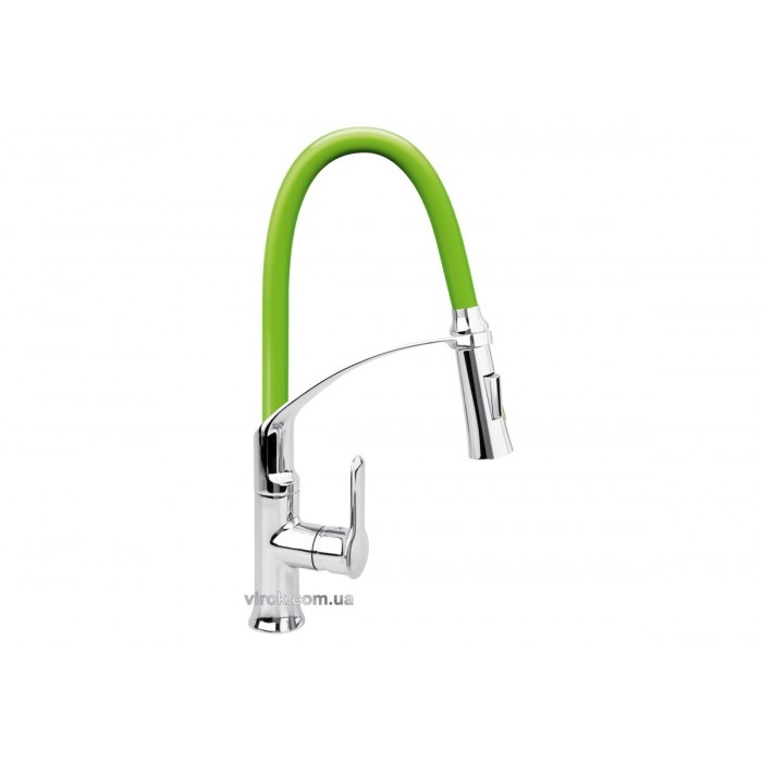 Змішувач води FALA"FLEXIBLE-2"для раковини з гнучкою зеленою лійкою, регулюв.потоку води,l=60 см(DW)