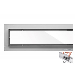 Трап підлоговий для душу з нержавіючої сталі "WHITE GLASS" FALA; 90х 7х 7 см [6]