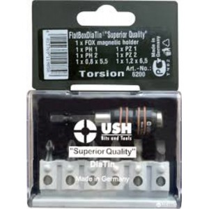 Набір насадок викруткових USH SUPERIOR Flatbox: DiaTin, алмаз напилення, тримач FOX 7 елем. (DW)