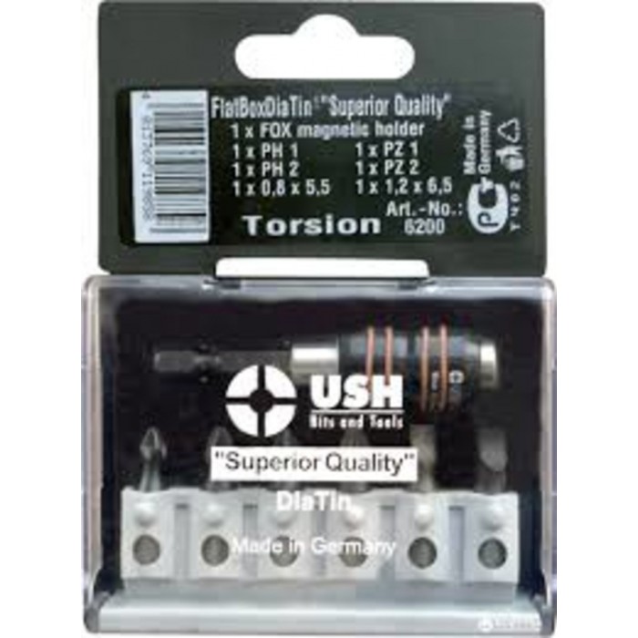 Набір насадок викруткових USH SUPERIOR Flatbox: DiaTin, алмаз напилення, тримач FOX 7 елем. (DW)