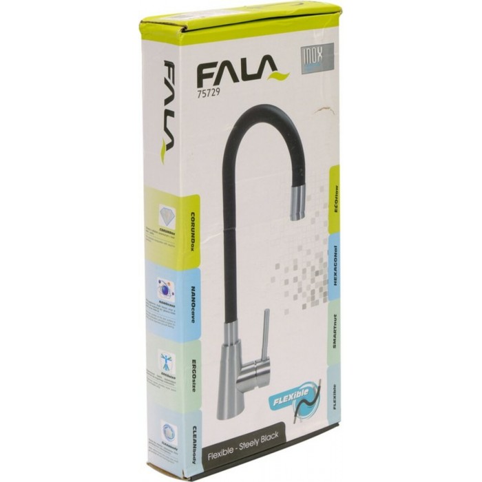 Змішувач води FALA "FLEXIBLE STEELY" для раковини з гнучкою чорною лійкою [10]