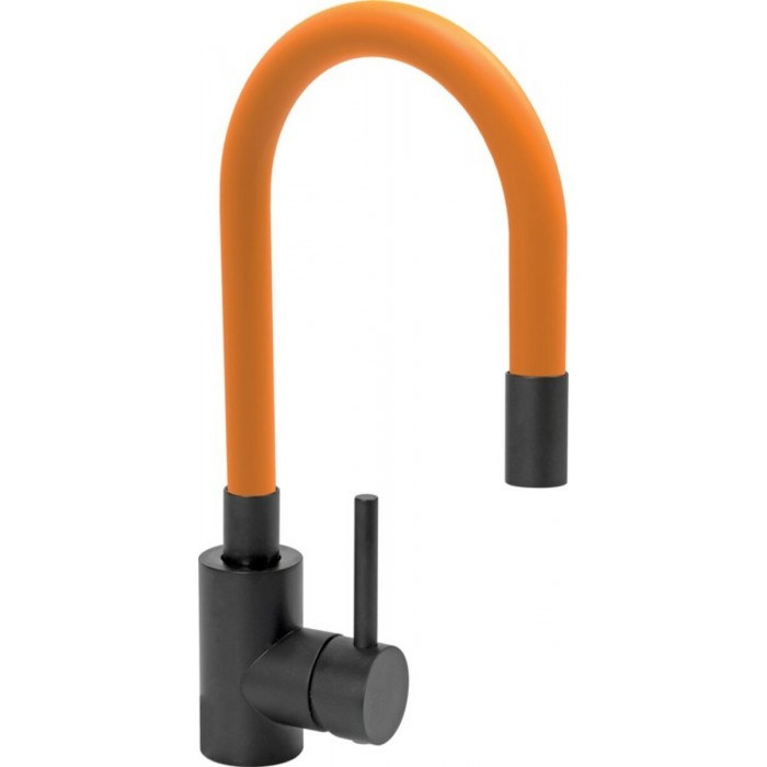 Змішувач води FALA "BLACK FLEXIBLE" для раковини з гнучкою оранжевою лійкою [10]