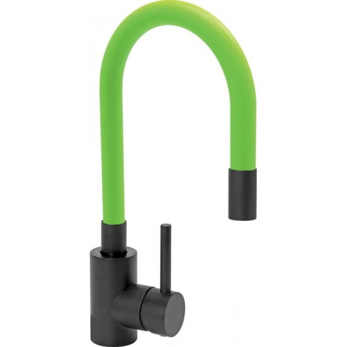 Змішувач води FALA "BLACK FLEXIBLE" для раковини з гнучкою зеленою лійкою(DW)