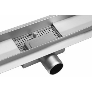 Трап підлоговий лінійний з нержавіючої сталі FALA WET-DRY; 70х 7х 2 см, сифон- 52 мм [6]