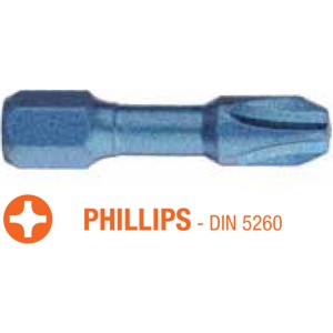 Насадка викруткова ударна USH Blue Shock : Philips PH2 x 30 мм Torsion, Уп. 5 шт.