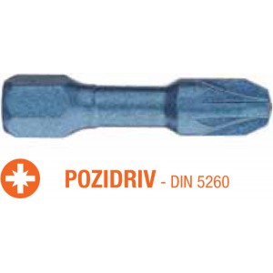 Насадка викруткова ударна USH Blue Shock : Pozidriv PZ2 x 30 мм Torsion, Уп. 10 шт.