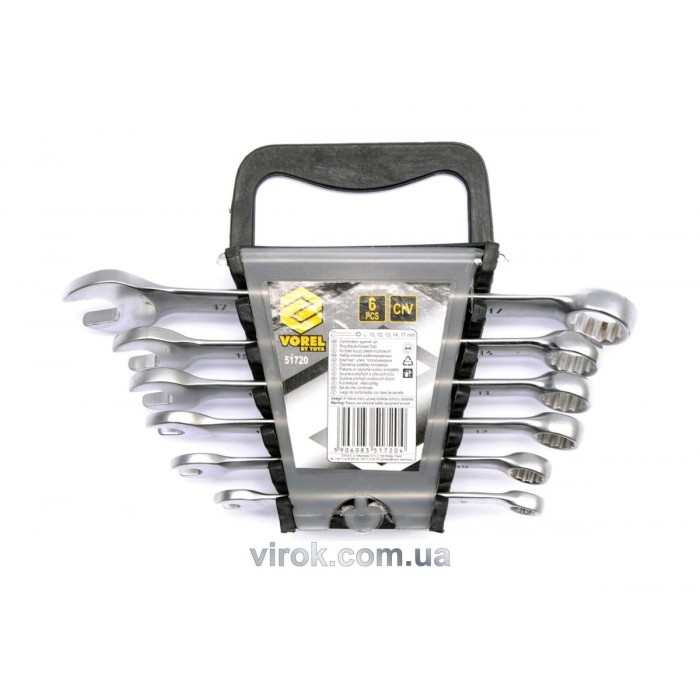 Ключі ріжково - накидні VOREL Cr-V, М 8-17 мм, Набір 6 шт. [4/40]