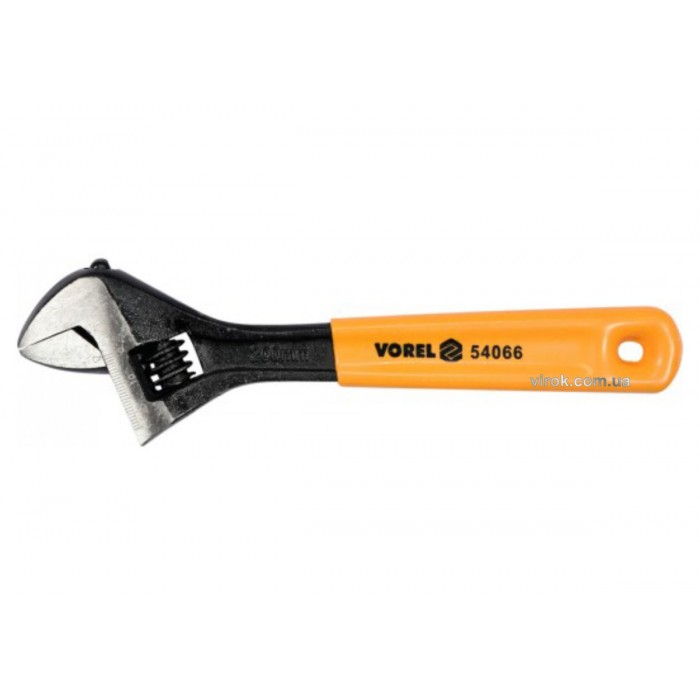 Ключ розвідний VOREL : L= 200 мм. з прогумованим руків'ям [6/60]