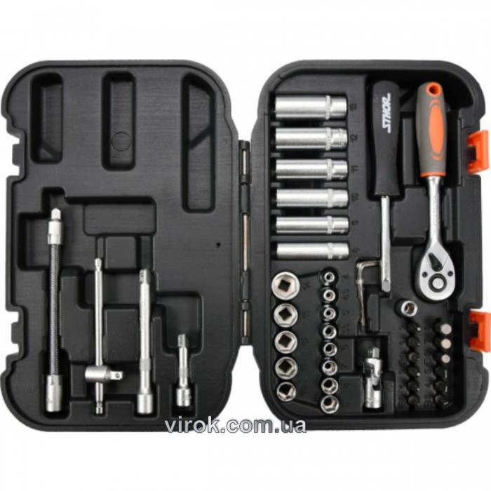 Набір головок торцевих, насадок STHOR : квадрат 1/4", М4-14 мм. з інструментами [42 Од.] [10]