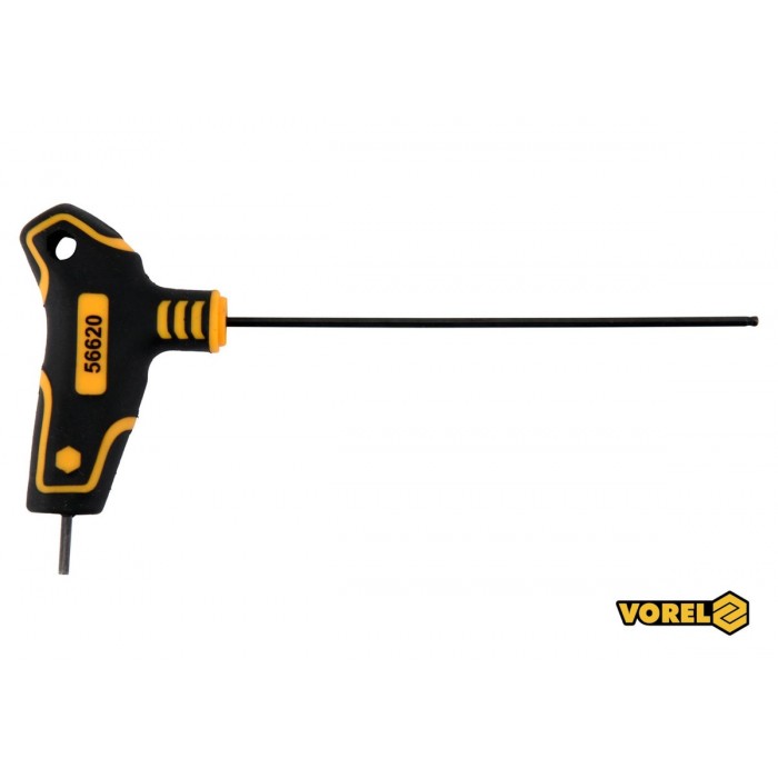 Ключ шестигранний з кульковим наконечником VOREL : тип "Т", HEX 2 x 100 x 69 мм, Cr-V 6150(DW)
