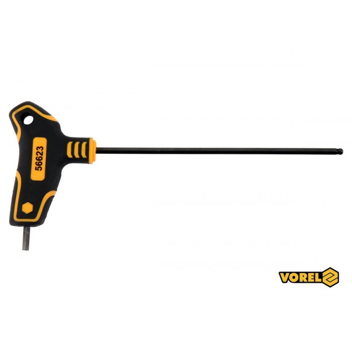 Ключ шестигранний з кульковим наконечником VOREL : тип "Т", HEX 4 x 150 x 89 мм, Cr-V 6150 [24/192]