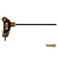 Ключ шестигранний з кульковим наконечником VOREL : тип "Т", HEX 5 x 150 x 90 мм, Cr-V 6150 [24/192]