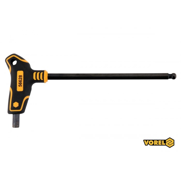 Ключ шестигранний з кульковим наконечником VOREL : тип "Т", HEX 10 x 200 x 115 мм, Cr-V 6150(DW)