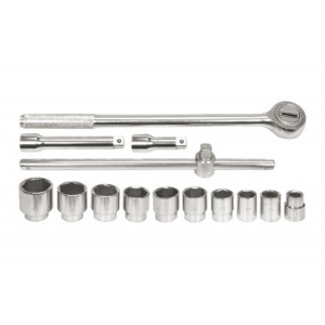 Набір головок торцевих VOREL : квадрат 3/4", М22-50 мм з тріщаткою та воротком [14 Од.] [2]