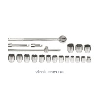 Набір головок торцевих VOREL : квадрат 3/4", M22-50 мм з тріщаткою та воротком, кпл. 20 од. [2/56]