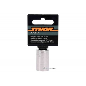 Головка торцева 6-гранна STHOR : квадрат- 1/2", М15, з вуглецевої сталі [Блістер] [5]