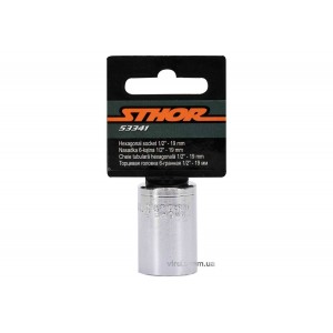 Головка торцева 6-гранна STHOR : квадрат- 1/2", М19, з вуглецевої сталі [Блістер] [10/200]