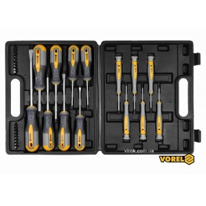 Набір викруток і викруткових насадок VOREL : Cr-V, 32 шт у футлярі [10]