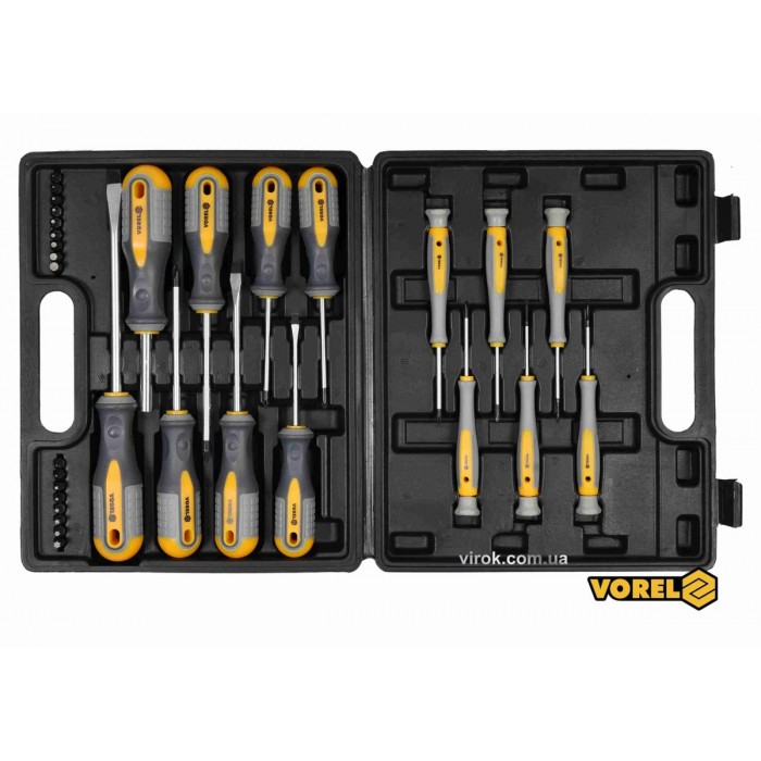 Набір викруток і викруткових насадок VOREL : Cr-V, 32 шт у футлярі [10]