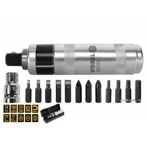 Викрутка ударна VOREL : 12 магнітних насадок, адаптер [20]