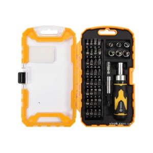 Викрутка реверсивна VOREL: Набір насадок, торцевих головок квадрат 1/4", магн. тричач 41 Елем.[6/24]