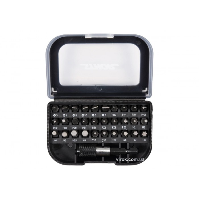 Насадки викруткові з тримачем STHOR Cr-V, з 6-гран. хвостов.- 1/4", l= 25 мм, наб. 31 елем. [10/30]