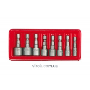 Насадки викруткові торцеві (біта) VOREL : HEX 1/4". M5-13 мм. Набір 8 шт. [25/50]