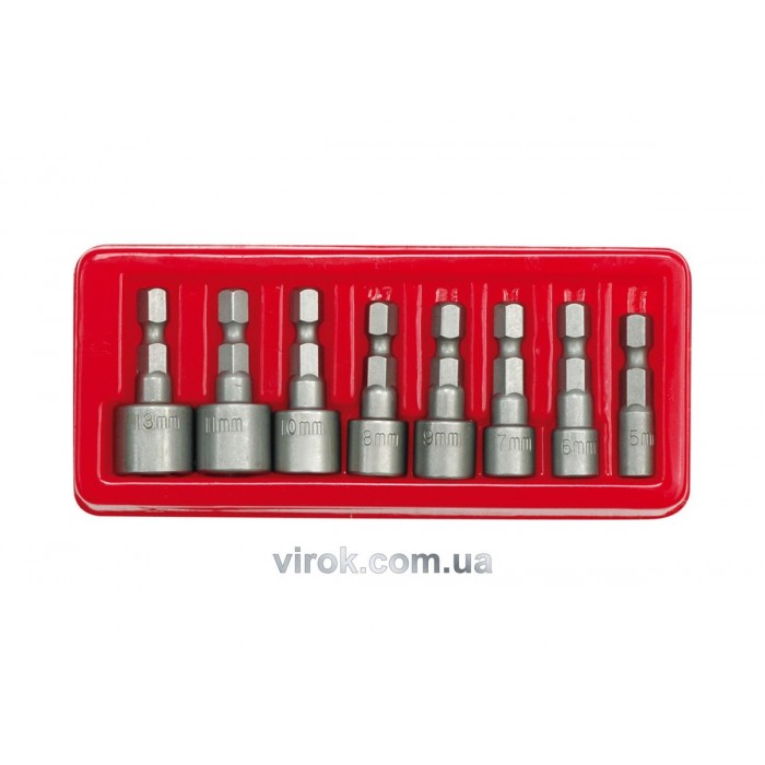 Насадки викруткові торцеві (біта) VOREL : HEX 1/4". M5-13 мм. Набір 8 шт. [25/50]