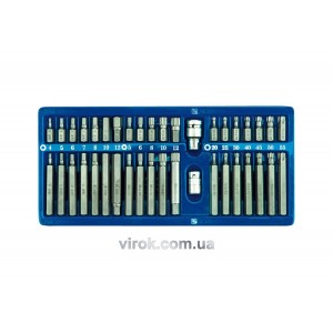 Насадки викруткові (біта) VOREL Cr-V, на тріщатку спеціальні, в метал. боксі. Набір 40 шт. [10]
