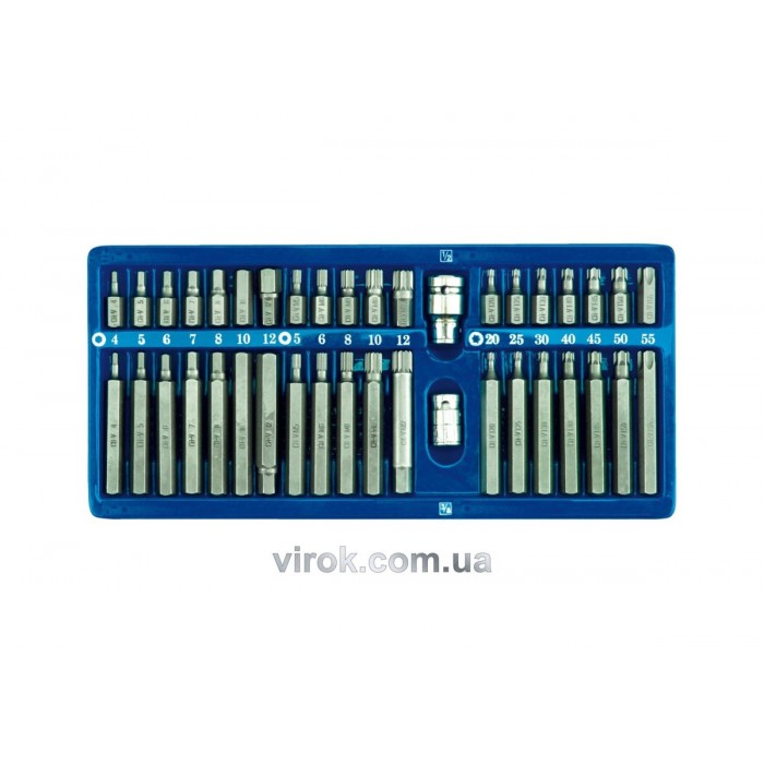 Насадки викруткові (біта) VOREL Cr-V, на тріщатку спеціальні, в метал. боксі. Набір 40 шт. [10]