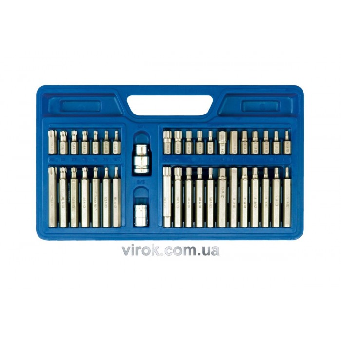 Насадки викруткові VOREL : квадрат 1/2",3/8", HEX TORX SPLINE. CrV [пластм Бокс]. Набір 40 шт.[10]