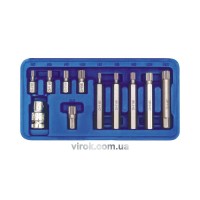 Насадки викруткові (біта) VOREL Cr-V. на тріщатку "Spline" 1/2", в пластм. фут. Набір 11шт.[20]