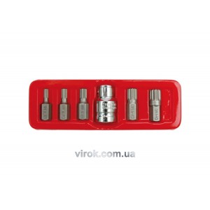 Насадки викруткові (біта) VOREL спеціальні на тріщатку "SPLINE" Набір 6шт. [24/72]