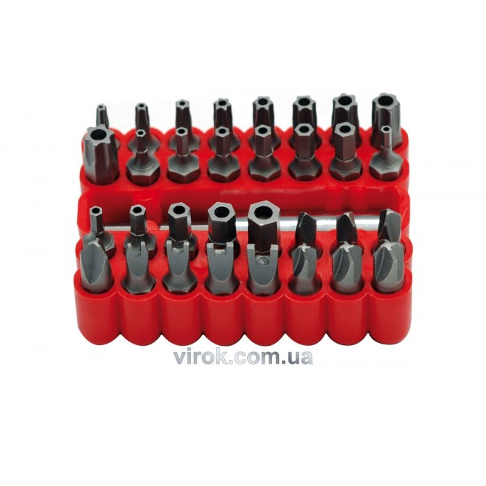 Насадки викруткові (біта) VOREL Cr-V, з квадр. 1/4" Набір 33 шт, [12/60]
